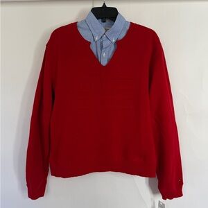 NWT Tommy Hilfiger Red Crewneck Flag Sweater